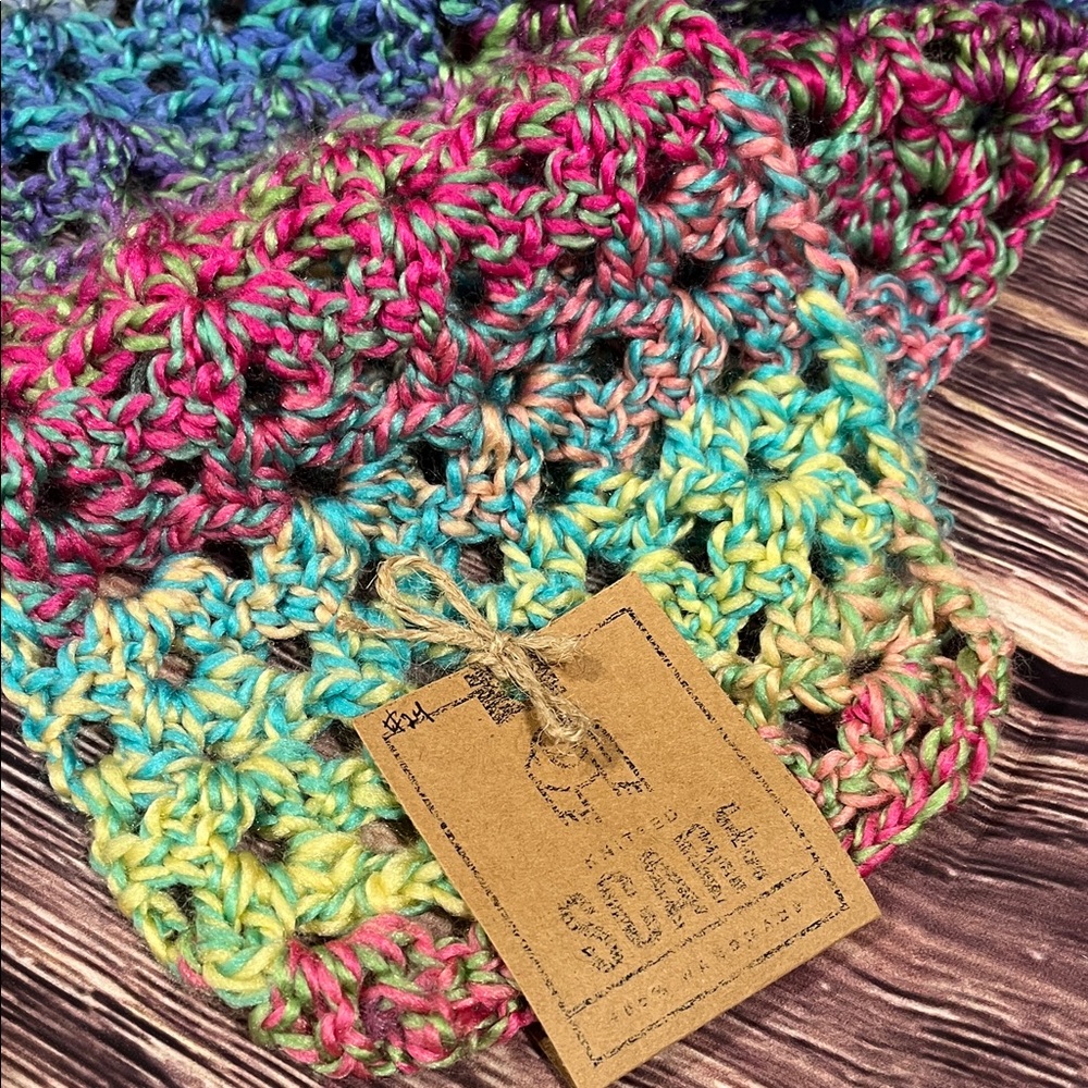 Handmade Multicolor Crochet Scarf - Picture 2 of 2